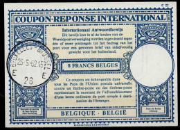 BELGIQUE BELGIE BELGIUM  Lo17  8 FRANCS BELGES Int. Reply Coupon Reponse Antwortschein IAS IRC  BRUXELLES 25.05.62 - International Reply Coupons