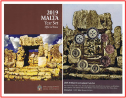 Malta 2019 Cartera Oficial Monedas € Euro + 2 Euros Conm Templos Ta Hagrat - Autres & Non Classés