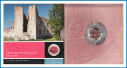 Luxemburgo 2018 Cartera Euroset 5 € Euros Bimetal Plata Niobio Château Koerich - Autres & Non Classés