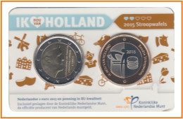 Holanda 2015 Cartera Oficial Coin Card Moneda 2 € + Medalla Stroopwafels - Altri & Non Classificati