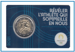 Francia France 2021 Cartera Oficial Coin Card 2€ Euros Conm. 1az París 2024 - Altri & Non Classificati