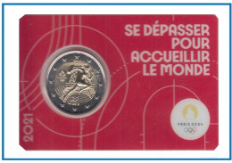 Francia France 2021 Cartera Oficial Coin Card 2€ Euros Conm. 1r París 2024 - Altri & Non Classificati