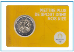 Francia France 2021 Cartera Oficial Coin Card 2€ Euros Conm. 1a París 2024 - Altri & Non Classificati