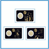 Francia France 2019 Cartera Oficial Set 3 Coin Card 2  € Euros Conm. Asterix - Altri & Non Classificati