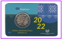 Chipre 2022 Cartera Oficial Coin Card Moneda 2 € Conm Erasmus - Otros & Sin Clasificación