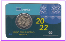Chipre 2022 Cartera Oficial Coin Card Moneda 2 € Conm Erasmus - Altri & Non Classificati