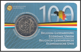 Bélgica 2021 Cartera Oficial Coin Card Moneda 2 € Conm BLEU - Autres & Non Classés