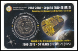 Bélgica 2018 Cartera Oficial Coin Card Moneda 2 € Conmemorativo Satélite ESRO- - Sonstige & Ohne Zuordnung