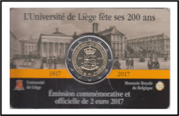 Bélgica 2017 Cartera Oficial Coin Card Moneda 2 € Conm Universidad Lieja - Autres & Non Classés