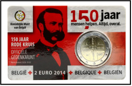 Bélgica 2014 Cartera Oficial Coin Card Moneda 2 € Conm 150 Av. Cruz Roja - Otros & Sin Clasificación