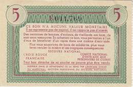 Bon De Solidarité France 5 Francs - Pétain 1941 / 1942 KL.05B NEUF Verso Rouge Série E - Notgeld