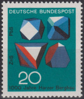 1968 Deutschland > BRD, ** Mi:DE 547, Sn:DE 979, Yt:DE 412, Erzkristalle (ZnS + PbS ) 150 Jahre Harzer Bergbau - Minerales