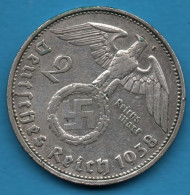 DEUTSCHES REICH 2 REICHSMARK 1938 G KM# 93 Argent 625‰ Silver Paul Von Hindenburg Svastika - 2 Reichsmark