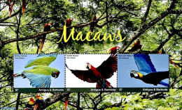 Antigua & Barbuda 2017 Macaws 3v M/s, Mint NH, Nature - Birds - Parrots - Antigua Y Barbuda (1981-...)
