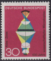 1968 Deutschland > BRD, ** Mi:DE 548, Sn:DE 980, Yt:DE 413, Abbe Zeiss, Mikroskopbau - Physik