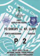 PLASTIC CARD - P 2 - Shkupi Skopje Vs LLapi Kosovo,footbal Match UEFA League - Match Tickets