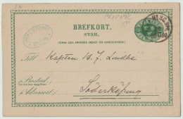 SUÈDE / SWEDEN - 1890 - TPO CDS Type 2 "PKXP. N°8 C. UPP." (Laxå-Göteborg) On 5ö Postal Card Mi.P12aA To Söderköping - Cartas & Documentos