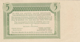 Bon De Solidarité France 5 Francs - Pétain 1941 / 1942 KL.05A Verso Vert Avec Souche - Buoni & Necessità