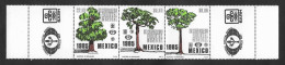 SE)1985 MEXICO  9TH WORLD FORESTRY CONGRESS, TREES SCT 1392A, STRIP OF 3 MNH - Mexico
