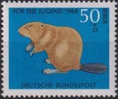 1968 Deutschland > BRD, ** Mi:DE 552, Sn:DE B433, Yt:DE 417, Biber, Wildtiere - Rodents