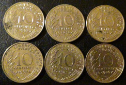 France - 1967/1978/1985/1986/1992 - KM 929 - 6 X 10 Centimes - VF/XF - Look Scans - 10 Centimes