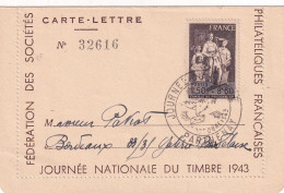Journée Nationale Du Timbre 1943, Carte Lettre Parthenay - Giornata Del Francobollo