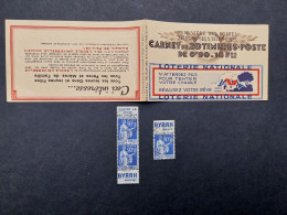 Carnet Vide 1938 Série 44 Paix 20x0,90f Bleu Couverture18f Loterie Nationale Pub Hahn, Byrrh Byrrh C.C. Postal - Anciens : 1906-1965