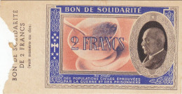 Bon De Solidarité France 2 Francs - Pétain 1941 / 1942 KL.03 NEUF Avec Souche - Bons & Nécessité