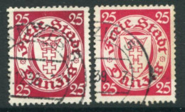 DANZIG 1938 Arms Definitive With Swastika Watermark 25 Pf.  In Two Shades Used.  Michel 294 - Gebraucht