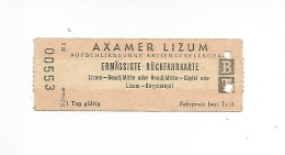 AXAMER LIZUM  ( Austria ) - Ticket - Jahr 70 / 80 - Otros & Sin Clasificación