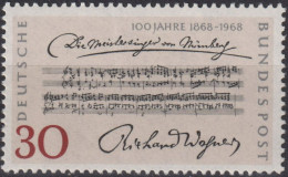 1968 BRD, ** Mi:DE 566, Yt:DE 431, Handschrift U. Anfangsakte Einer Oper, Die Meistersinger V. Rudolf Wagner - Musique