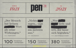 650974 MNH LIECHTENSTEIN 2021 100 AÑOS DE PEN INTERNATIONAL - Ungebraucht