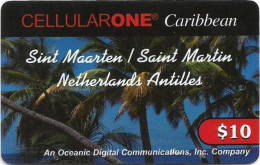 St. Maarten (Antilles Netherlands) - Cellular One Caribbean - Palm Trees (Type 1), Remote Mem. 10$, Used - Antillen (Niederländische)