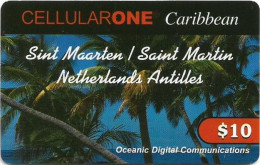St. Maarten (Antilles Netherlands) - Cellular One Caribbean - Palm Trees (Type 2), Remote Mem. 10$, Used - Antillen (Nederlands)
