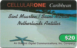 St. Maarten (Antilles Netherlands) - Cellular One Caribbean - Starfish On Beach, Remote Mem. 20$, Used - Antillen (Nederlands)