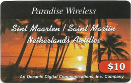 St. Maarten (Antilles Netherlands) - Paradise Wireless - Palm-Trees At Sunset, Remote Mem. 10$, Used - Antille (Olandesi)