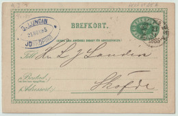 SUÈDE / SWEDEN - 1885 - TPO CDS Type 3 "PKXP. N°25 A" (Falköping Ranten-Nässjö) On 5ö Postal Card Mi.P6I To Skövde - Covers & Documents