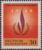 1968 Deutschland > BRD, ** Mi:DE 575, Sn:DE 992, Yt:DE 440, Internationales Jahr Der Menschenrechte - Flüchtlinge