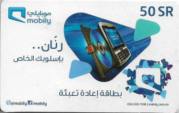 Saudi Arabia - Mobily - Black Phone On White Background, GSM Refill 50SR, Used - Arabie Saoudite