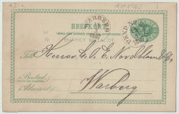 SUÈDE / SWEDEN - 1887 - TPO CDS Type 3 "PKXP. N°26. D" (Herrljunga-Borås-Varberg) On 5ö Postal Card Mi.P9F To Varberg - Briefe U. Dokumente