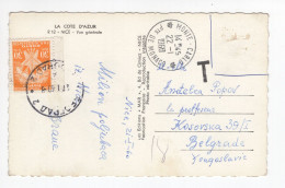 1960. FRANCE,MONTE CARLO TO YUGOSLAVIA,T,30 DIN. POSTAGE DUE IN BELGRADE,LA CÔTE D'AZUR POSTCARD,USED - Impuestos