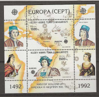 1992 MNH Cept Cyprus Turkish, Block - 1992