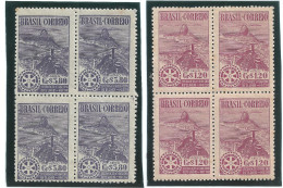 BRAZIL 1948 A063 A064 RIO DE JANEIRO ROTARY CKUB NEW SET 02 DIFFERENT BLOCKS OF 4 STAMP EACH - Nuevos