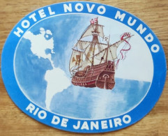Brasil Rio De Janeiro Novo Mundo Hotel Label Etiquette Valise - Adesivi Di Alberghi
