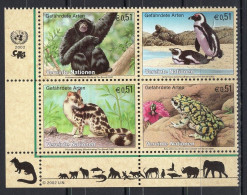 United Nations UN Vienna Serie 4v 2002 Endangered Species Monkey Penguin Cat Frog MNH - Unused Stamps