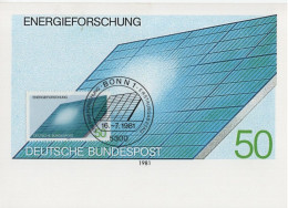 Germany Deutschland 1981 Maximum Card, Energieforschung, Solar Battery, Canceled In Bonn - 1981-2000