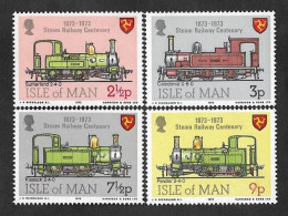 SE)1973 ISLE OF MAN, CENTENARY OF STEAM RAILWAYS, 4 MNH STAMPS - Man (Insel)