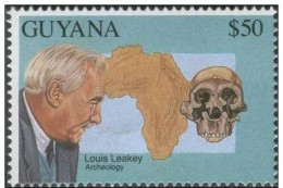 Louis Leakey, Archeology, Map, Skull, Human Evolution In Africa, Pre History, MNH Guyana - Archeologia