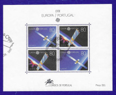 Portugal  1991  Mi.Nr. Block 78(1862/1863) , EUROPA CEPT Europäische Weltraumfahrt - Gestempelt / Fine Used / (o) - 1991
