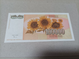 Billete Yugoslavia 100000 Dinares, Año 1993, Serie AA, UNC - Yugoslavia